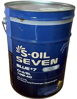 Масло моторное S-OIL 7 BLUE#7 CI-4/SL 10W40 (полусинтетика, 20л) E107880